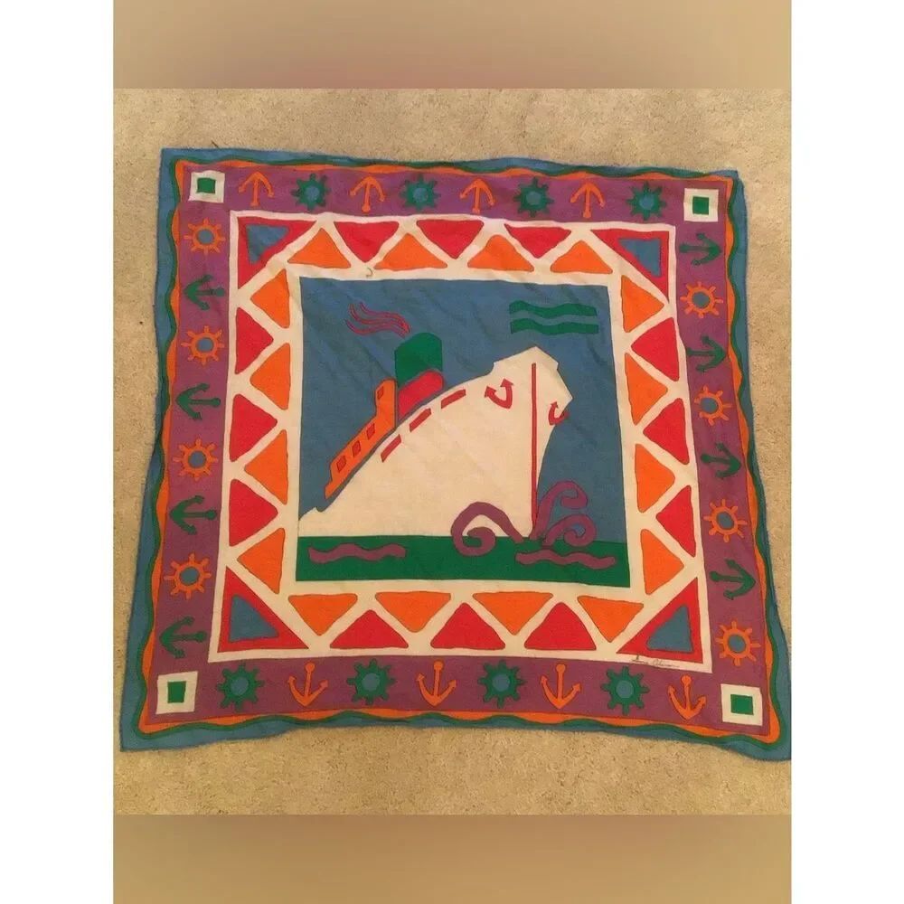 Vintage GINNIE JOHANSEN 1989 Scarf Nautical Cruise